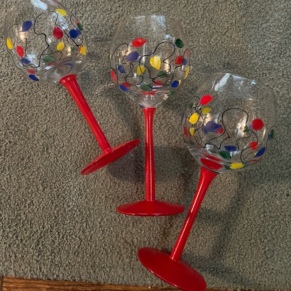 Vintage Hand Blown & Painted Balloon Shaped Home Essentials Elegant Red Stems - Picture 2 of 6